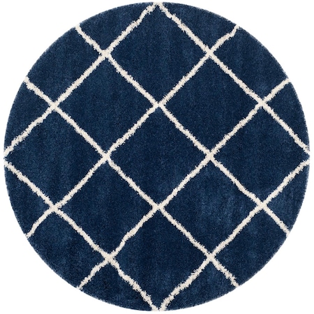 Safavieh 11 x 11 ft. Hudson Shag Power Loomed Round Area Rug; Navy & Ivory SGH281C-11R